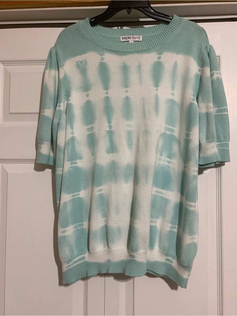 Meri Skye Mint Tie-Dye Short Sleeve Sweater Top
